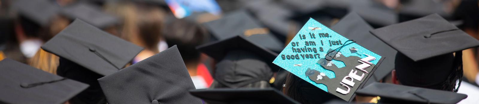 Student caps at graduation.